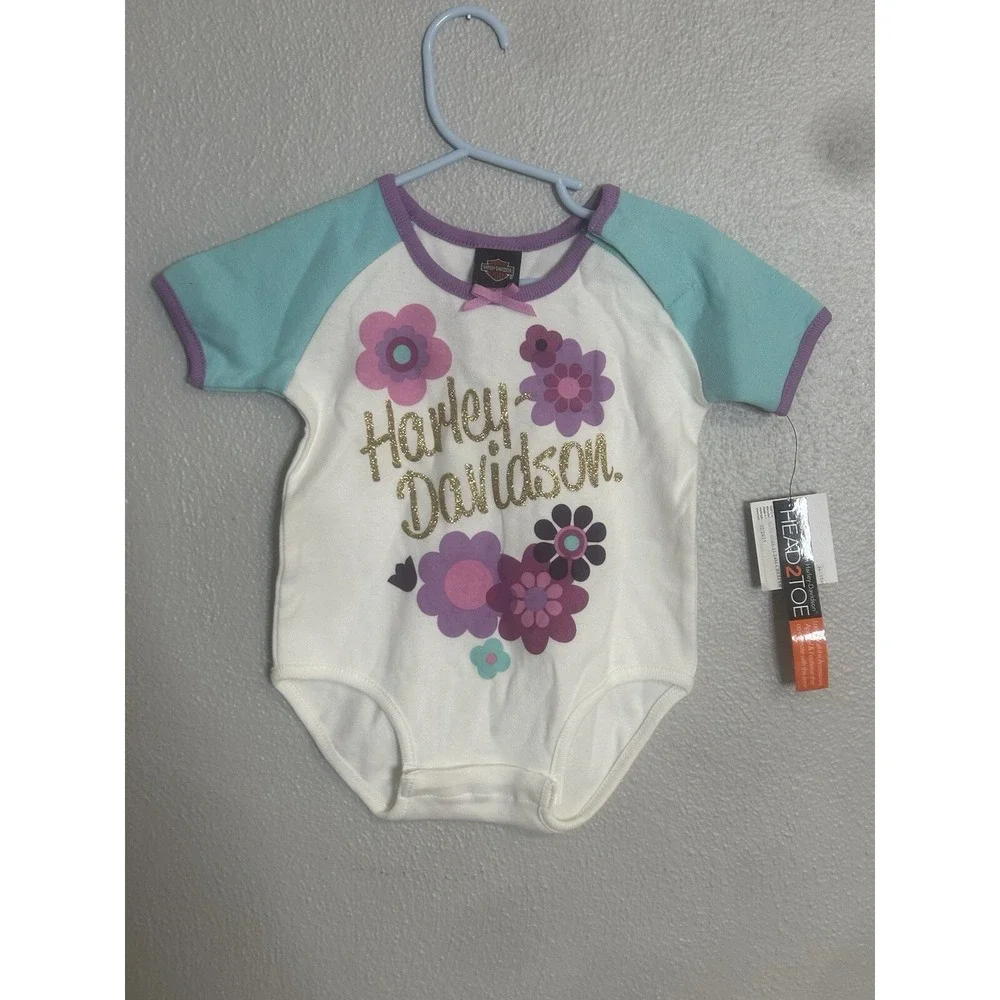 Harley Davidson pink flower one piece  12M